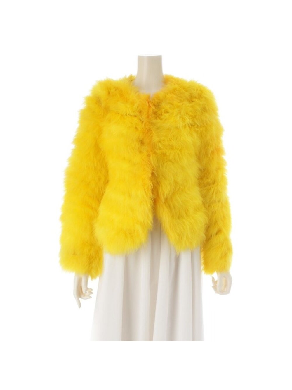 Gucci Short Sleeve Marabou Down Tom Ford Era Fur Jacket Yellow 38